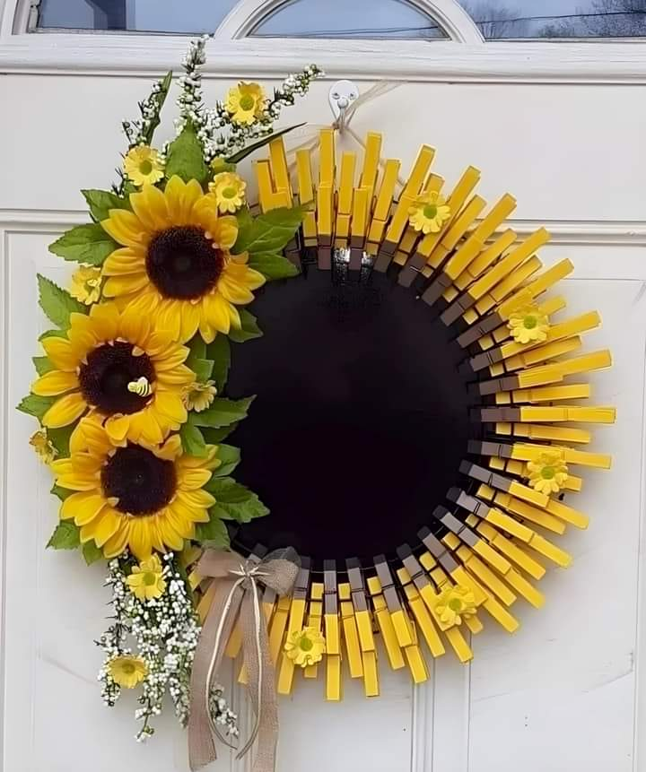 Clothespin Sunflower Wreath